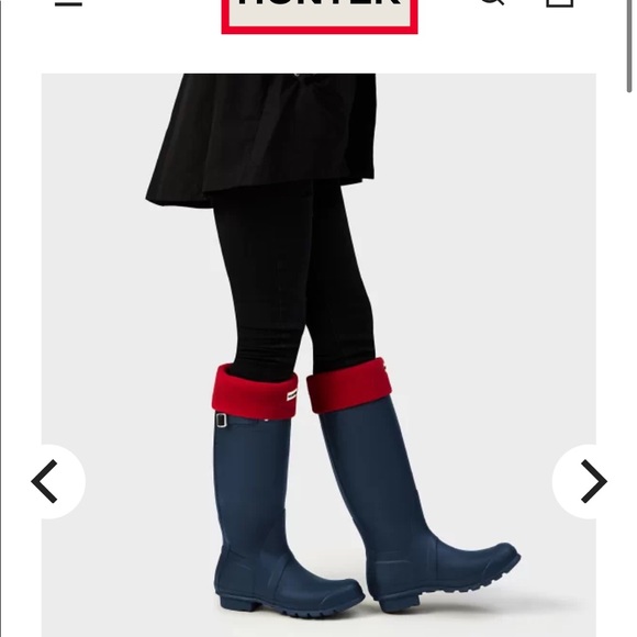HUNTER Navy Tall Rain Boots with Fleece Socks, Bag - Picture 5 of 15